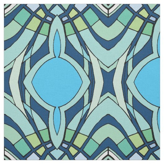 Funky Blue Pattern Stof (Swatch)