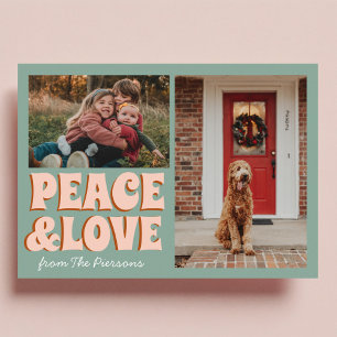 Funky Blue Pink Funny Schattigee Foto Kerst Kaart