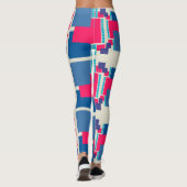 Funky Blue+Pink Square Pattern Leggings ★ Psydefx★ (Achterkant)