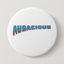 Funky Blue/Red Vocabulary-Audacious Retro Style Ronde Button 7,6 Cm