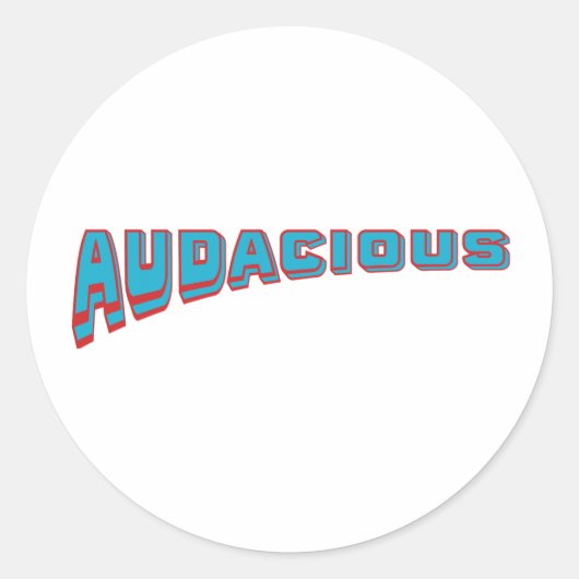 Funky Blue/Red Vocabulary-Audacious Retro Style Ronde Sticker (Voorkant)