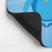 Funky Blue Retro Owl met hoofdtelefoon Muismat (Hoek)