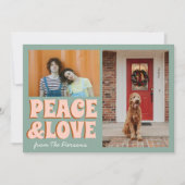 Funky Blue Roze Vrede en liefde Foto Kerstmis Kaart (Voorkant)