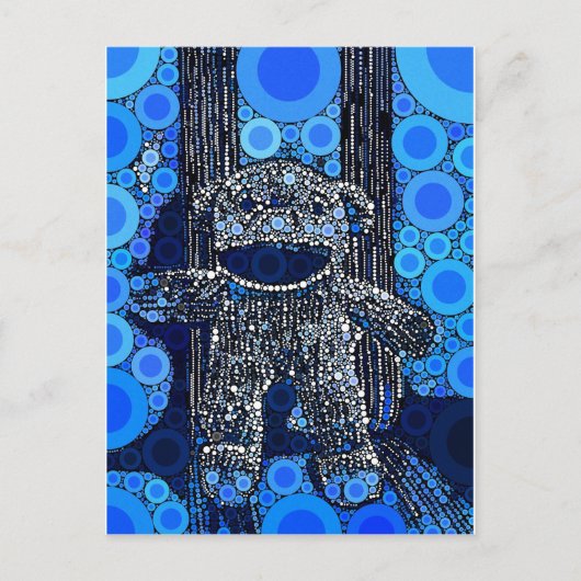 Funky Blue Sock Monkey Circles Bubbles Pop Art Briefkaart (Voorkant)