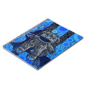 Funky Blue Sock Monkey Circles Bubbles Pop Art Notitieboek (Linkerzijde)