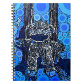 Funky Blue Sock Monkey Circles Bubbles Pop Art Notitieboek (Voorkant)