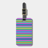 Funky Blue Yellow and Pink Striped Luggage Strap Bagagelabel (Voorkant verticaal)
