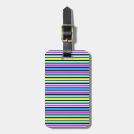 Funky Blue Yellow and Pink Striped Luggage Strap Bagagelabel