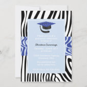 Funky Blue Zebra Afstuderen Invitation Kaart (Voorkant)