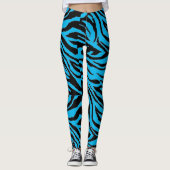 Funky Blue Zebra Print Leggings (Voorkant)
