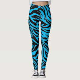 Funky Blue Zebra Print Leggings