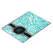 Funky Blue Zebra Print met lintmonogram Notitieboek (Linkerzijde)