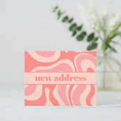 Funky Blush Swirl Nieuw adres Briefkaart (Staand voorkant)