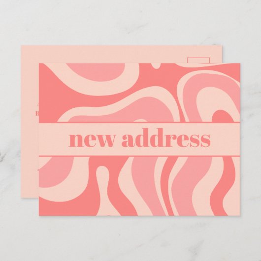 Funky Blush Swirl Nieuw adres Briefkaart (Voorkant / Achterkant)