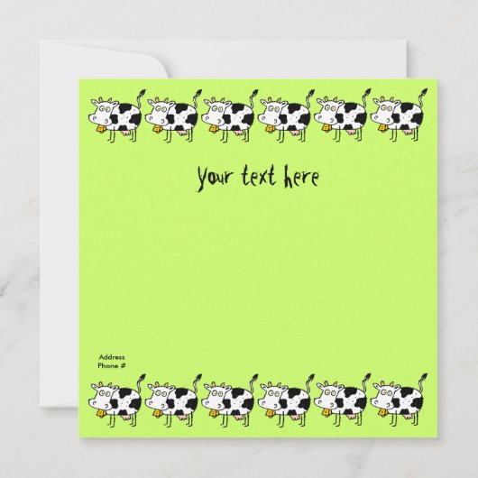 Funky Boerderij Cow (Birthday) Party Invitation Mo Kaart (Achterkant)