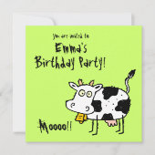Funky Boerderij Cow (Birthday) Party Invitation Mo Kaart (Voorkant)
