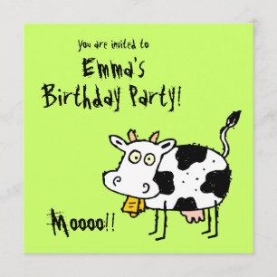 Funky Boerderij Cow (Birthday) Party Invitation Mo Kaart