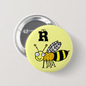 Funky Boerderij Honey Bee Monogram Button Letter R (Voorkant /achterkant)