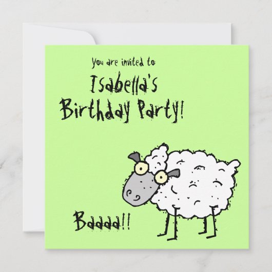 Funky Boerderij Sheep (Birthday) Party Invitation Kaart (Voorkant)