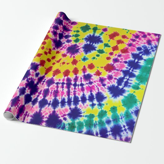 Funky Bohemian Batik Tie Dye Abstracte kunst Cadeaupapier (Uitgerold)
