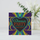 Funky Bohemian Dinner Party Blue Green Kaart (Staand voorkant)