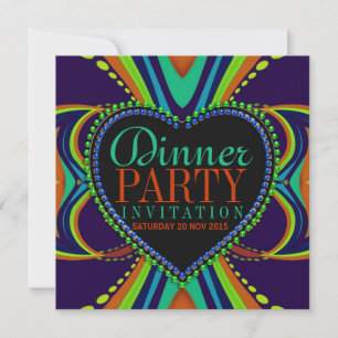 Funky Bohemian Dinner Party Blue Green Kaart