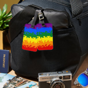 Funky Boho Abstract Gay Rainbow Mosaic Pride Flag Bagagelabel