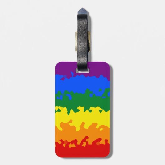 Funky Boho Abstract Gay Rainbow Mosaic Pride Flag Bagagelabel (Achterkant verticaal)
