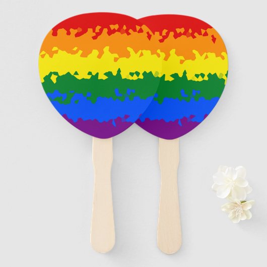 Funky Boho Abstract Gay Rainbow Mosaic Pride Flag Handwaaier (Voorkant en achterkant)