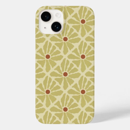 Funky Boho Hand getrokken bloemen Mosterdgeel Case-Mate iPhone Case (Achterkant)