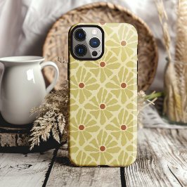 Funky Boho Hand getrokken bloemen Mosterdgeel Case-Mate iPhone 14 Hoesje
