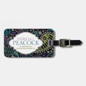Funky Boho Hippie Peacock Paisley Personalized Bagagelabel (Voorkant horizontaal)