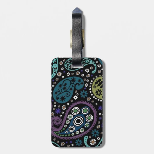 Funky Boho Hippie Peacock Paisley Personalized Bagagelabel (Achterkant verticaal)