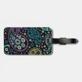 Funky Boho Hippie Peacock Paisley Personalized Bagagelabel (Achterkant horizontaal)