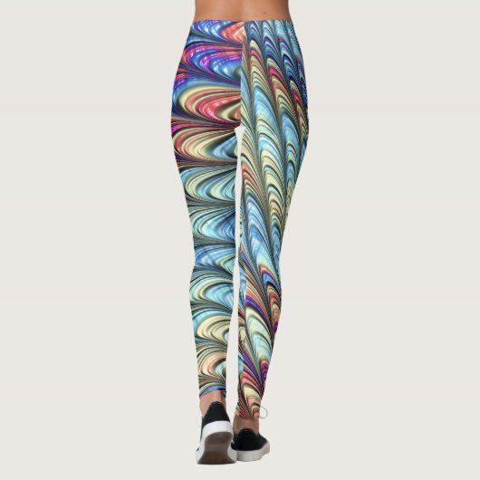 Funky Boho Kleurrijke Psychedelic Waves Abstracte  Leggings (Achterkant)