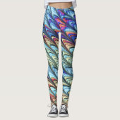 Funky Boho Kleurrijke Psychedelic Waves Abstracte  Leggings (Voorkant)
