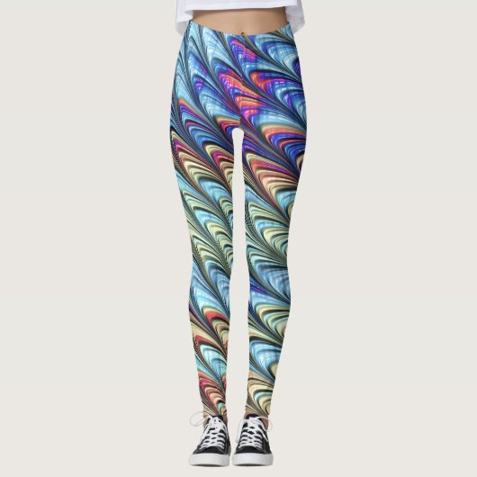 Funky Boho Kleurrijke Psychedelic Waves Abstracte  Leggings (Voorkant)