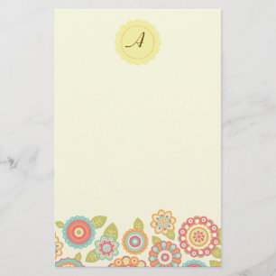 Funky Boho Retro Bloemen Huwelijk Briefpapier