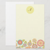 Funky Boho Retro Bloemen Huwelijk Briefpapier (Voorkant / Achterkant)
