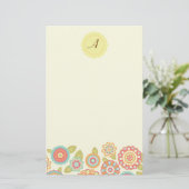 Funky Boho Retro Bloemen Huwelijk Briefpapier (Staand voorkant)