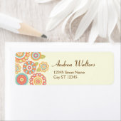 Funky Boho Retro Bloemen Huwelijk Etiket (Insitu)