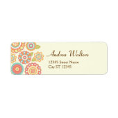 Funky Boho Retro Bloemen Huwelijk Etiket (Voorkant)