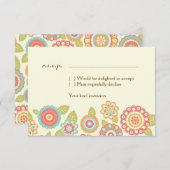 Funky Boho Retro Bloemen Huwelijk Kaart (Voorkant / Achterkant)