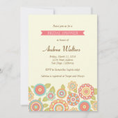 Funky Boho Retro Bloemen Huwelijk Kaart (Voorkant)