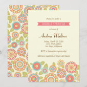 Funky Boho Retro Bloemen Huwelijk Kaart (Voorkant / Achterkant)