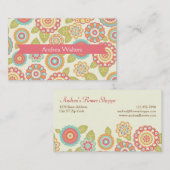 Funky Boho Retro Bloemen Huwelijk Visitekaartje (Voorkant / Achterkant)