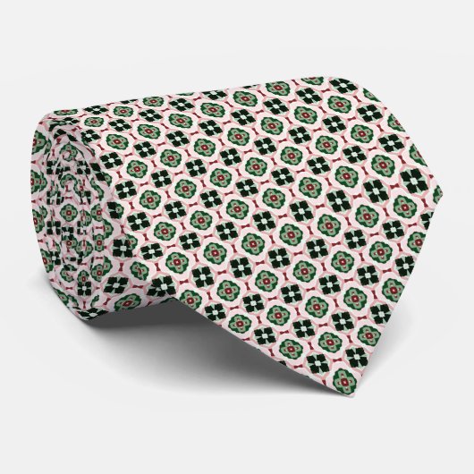 Funky Boho Retro Lieve Abstract Kerstpatroon Stropdas (Opgerold)