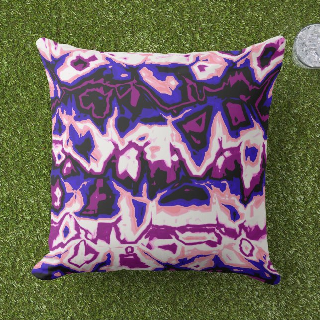 Funky Boho Retro Marmer Strepen Genderfluid Pride Buitenkussen (Gras)