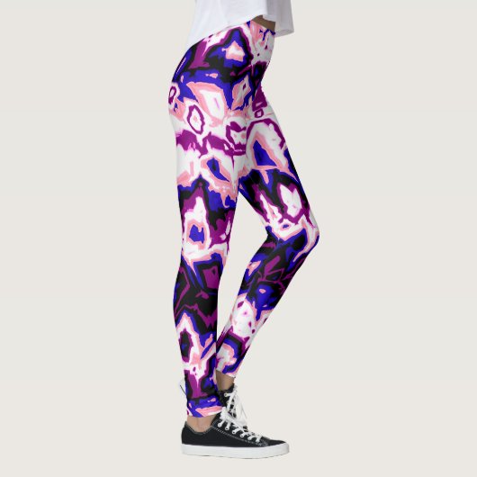 Funky Boho Retro Marmer Strepen Genderfluid Pride Leggings (Rechts)