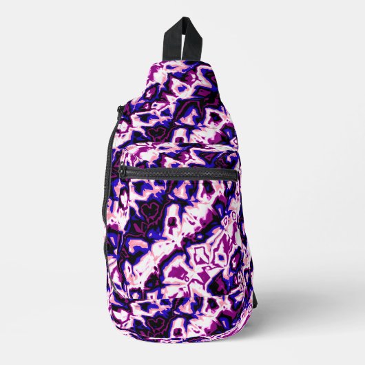 Funky Boho Retro Marmer Strepen Genderfluid Pride Sling Bag (Voorkant)